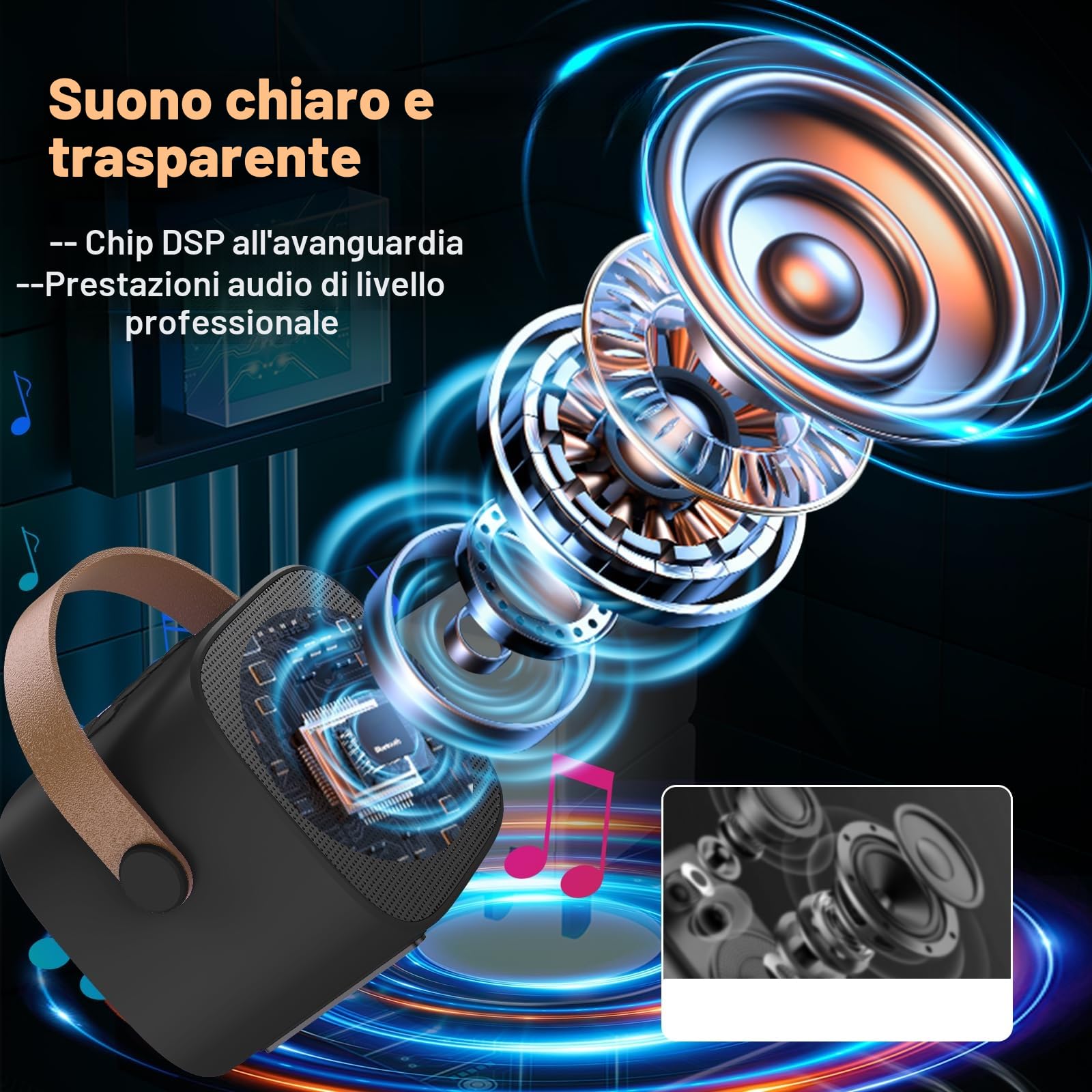 Macchina Karaoke per Bambini con 2 Microfoni Wireless Bluetooth, Altoparlante Portatile, Cambio Voce, Luci LED