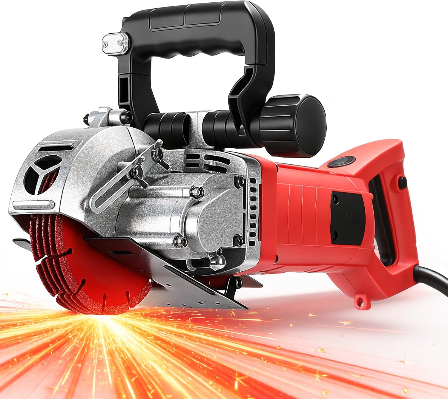 4200W Professional Electric Wall Chaser, Max 1.65"W & 1.6"D, 5" Wall Grooving Machine & Concrete Cutter, 110V Dust-Free Tool Kit with Pump, 5 Blades & Vacuum Adapters, UL Listed