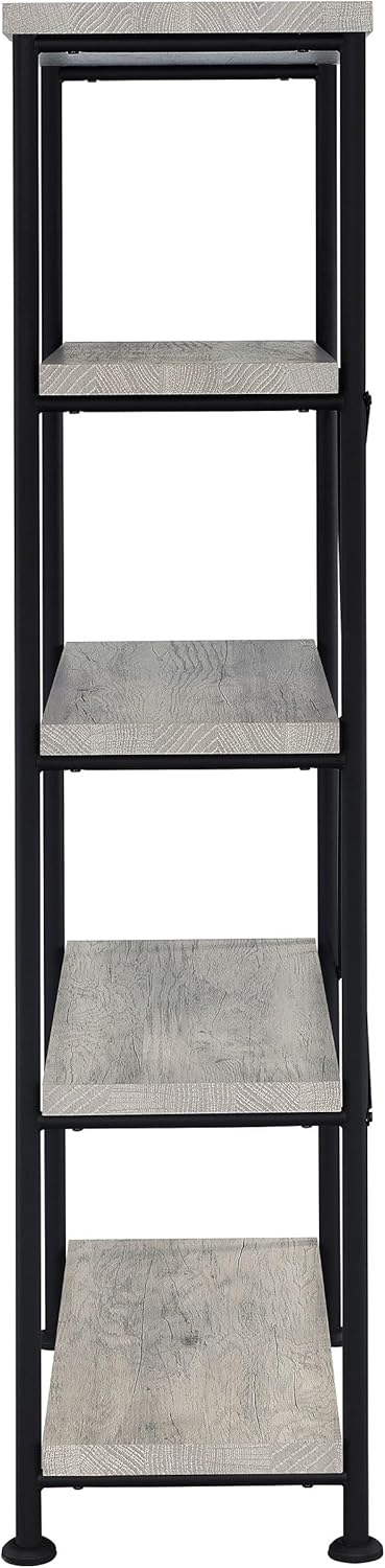 Analiese Gray Driftwood and Black 4-Shelf Bookcase