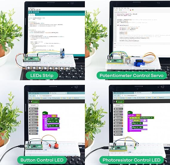 مجموعة أدوات البدء الأساسية LAFVIN لـ Raspberry Pi Pico وLCD1602 وSG90 مع البرنامج التعليمي