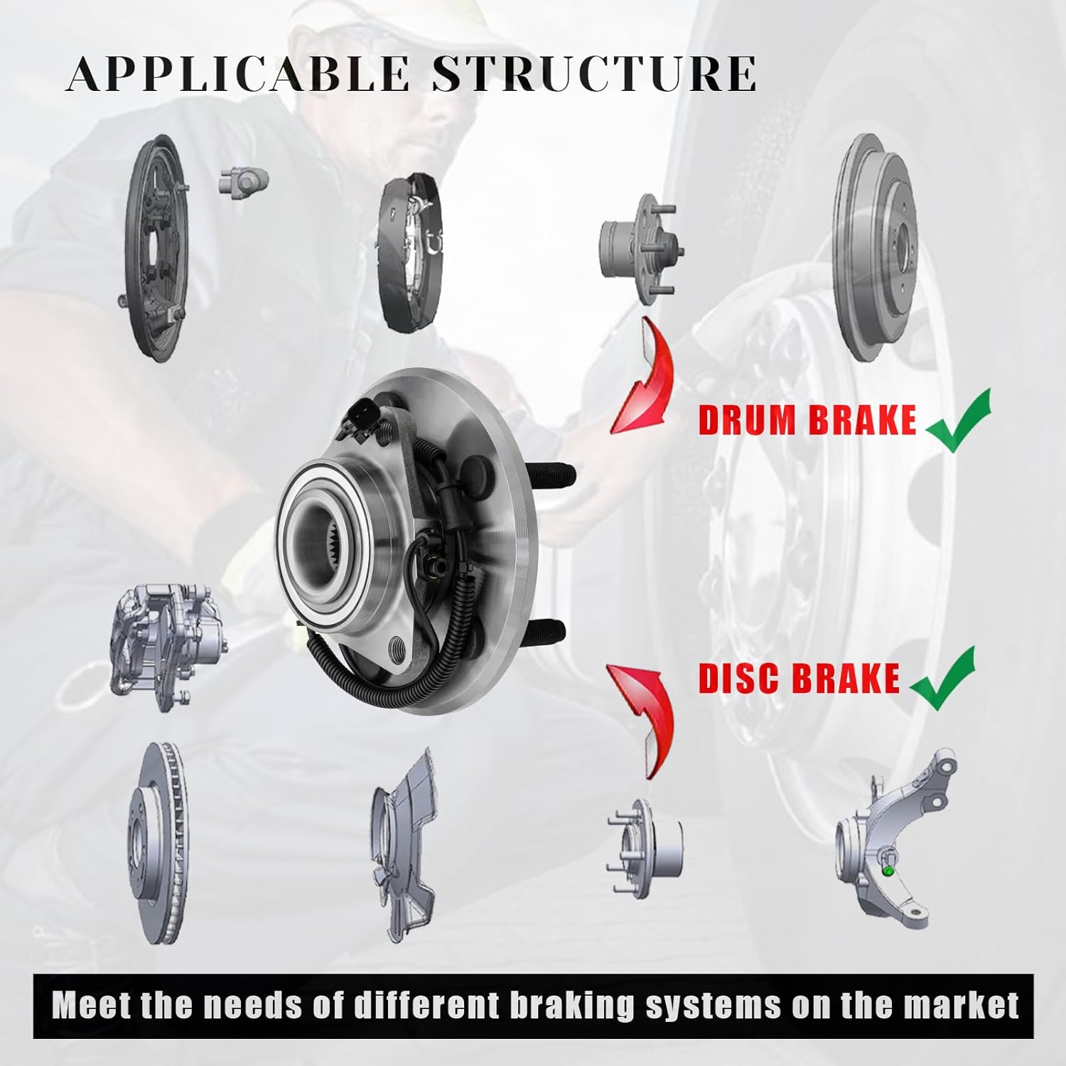 Front Wheel Bearing Hubs Assembly Compatible with 2012-2018 Ram 1500, 2019-2022 Ram 1500 Classic, Assembly 5 Lugs w/ABS, Pair Hubs, Replaces 515151