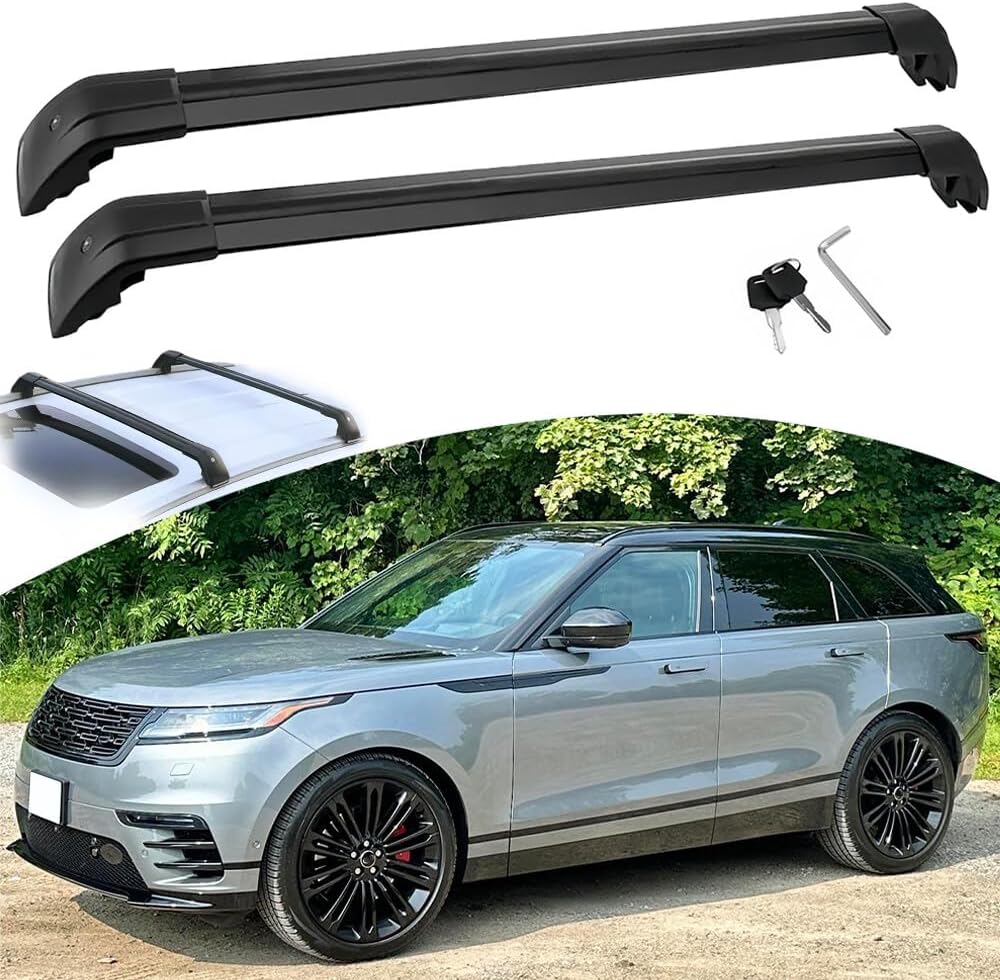 260lbs Load Roof Rack Crossbars Compatible with Land Rover Velar 2018-2025 Lockable Luggage Cargo Carrier Anti-Theft Metal Cross Rails Aluminum Cross Bars