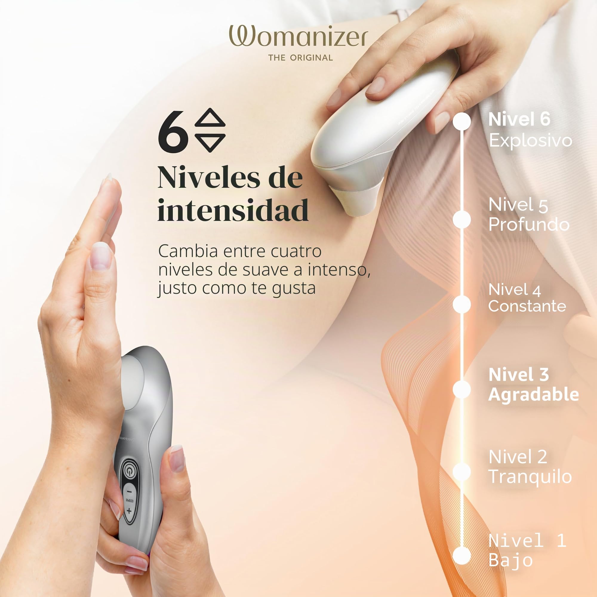 Womanizer Pro40 Succionador de clítoris - Estimulador de clítoris femenino con 6 niveles de intensidad - Succionador mujer sumergible - Vibrador recargable para mujeres y para parejas