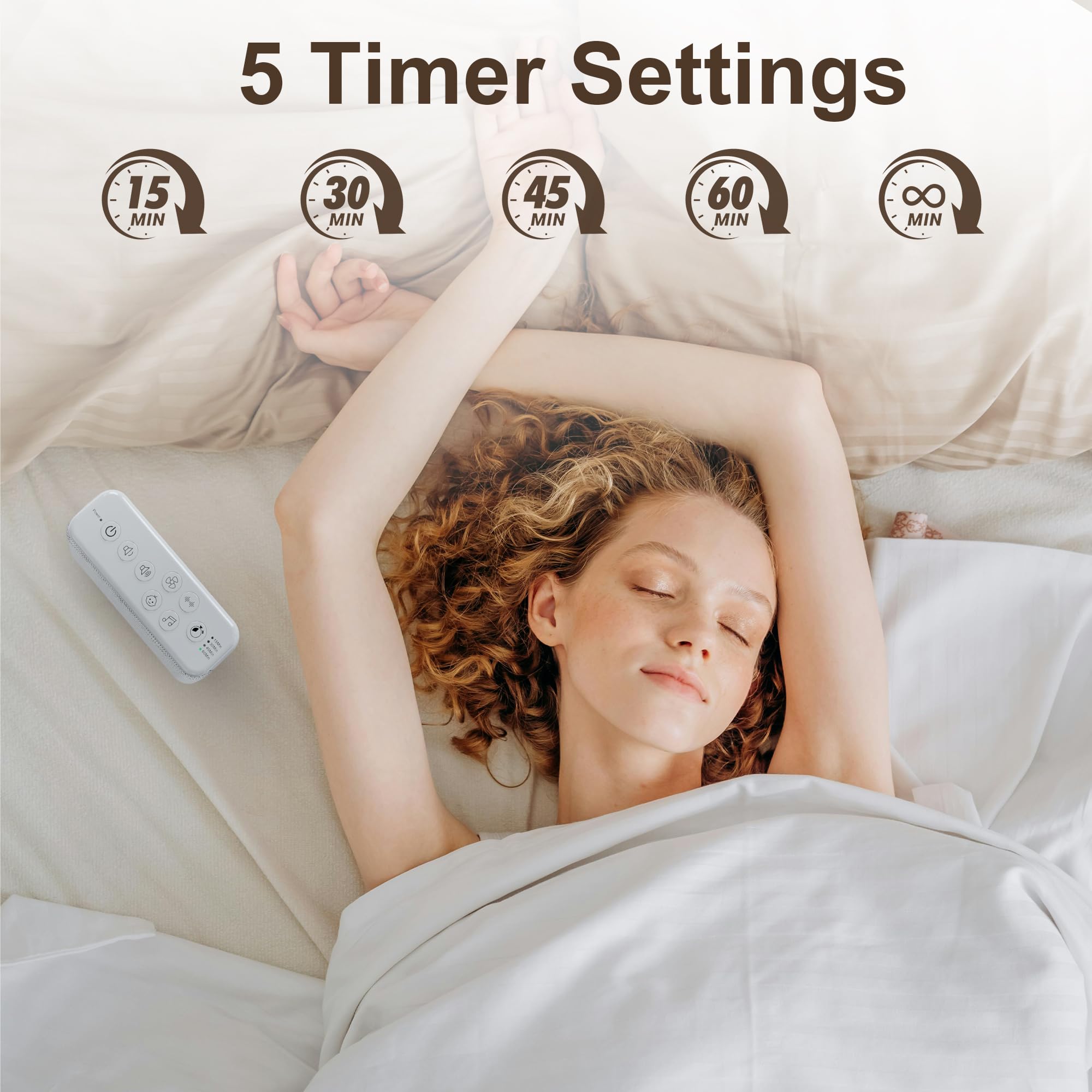 Raynic Máquina de ruido blanco para dormir con 42 sonidos relajantes, 5 temporizadores para bebés, niños, adultos, ancianos, máquina de ruido recargable por USB con conector para auriculares para el