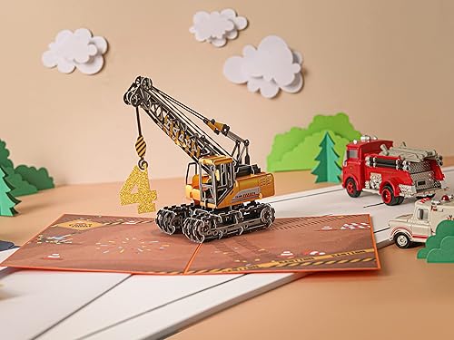 Miniatura 8 de Liif Crane Truck - Tarjeta de cumpleaños de 5 cumpleaños  Tarjeta de cumpleaños emergente de felicitación 3D para 5 años  Cinco años de edad  Para