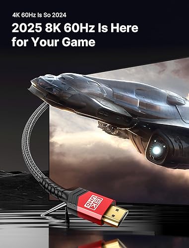 Miniatura 2 de JSAUX Cables HDMI 8K 2.1 de 10 pies, paquete de 2 cables de 48 Gbps de ultra alta velocidad (8K @60Hz 7680x4320, 4K @120Hz) eARC HDR10 HDCP 2.2 y