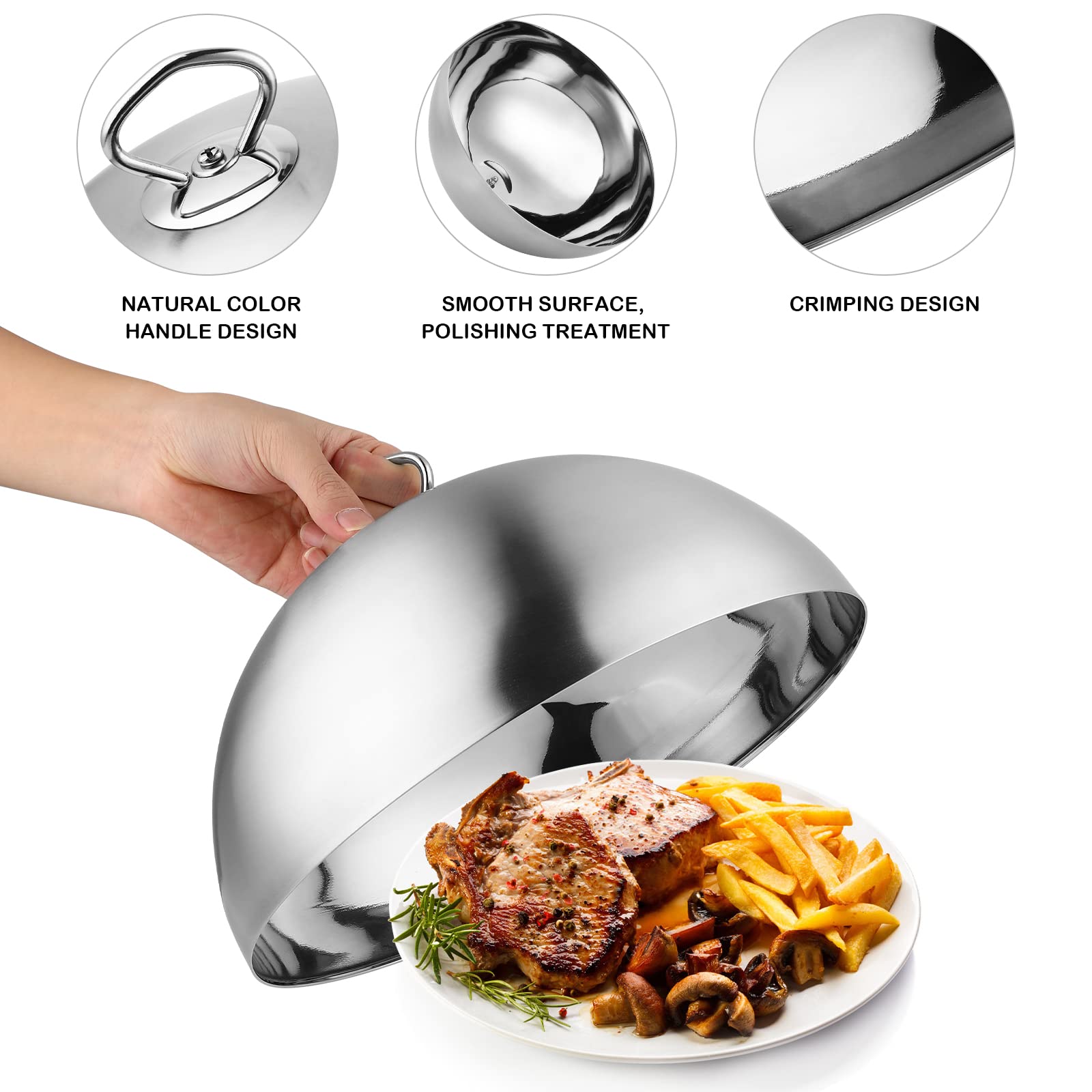 Hemoton Campana de acero inoxidable para alimentos Teppanyaki tapa para hamburguesas [Plata -28 cm]