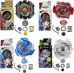 Beyblades Burst com Lançadores, 4 Piões de Metal e Plástico, Kit de Batalha com 4 Lançadores, para Crianças Acima de 4 Anos, 23 x 14.5 x 4 cm (Coleção D)