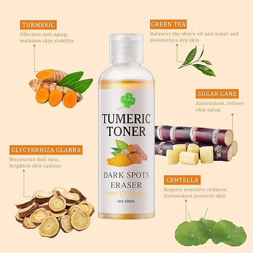 Miniatura 5 de Tónico para corrector de manchas oscuras de cúrcuma, tóner facial para piel propensa al acné, corrector de manchas oscuras, tóner facial hidratante