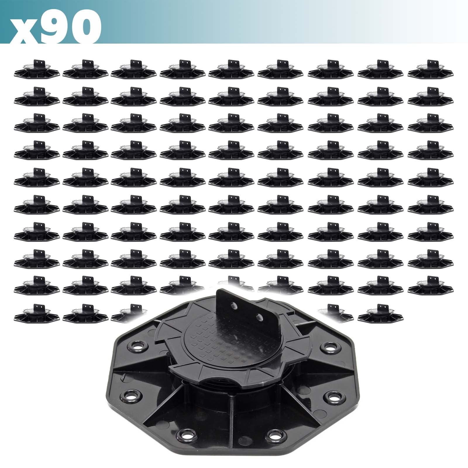 XPOtool Juego de 90 bases regulables para terraza carga máxima 2700kg ajustable en altura 18-25 mm