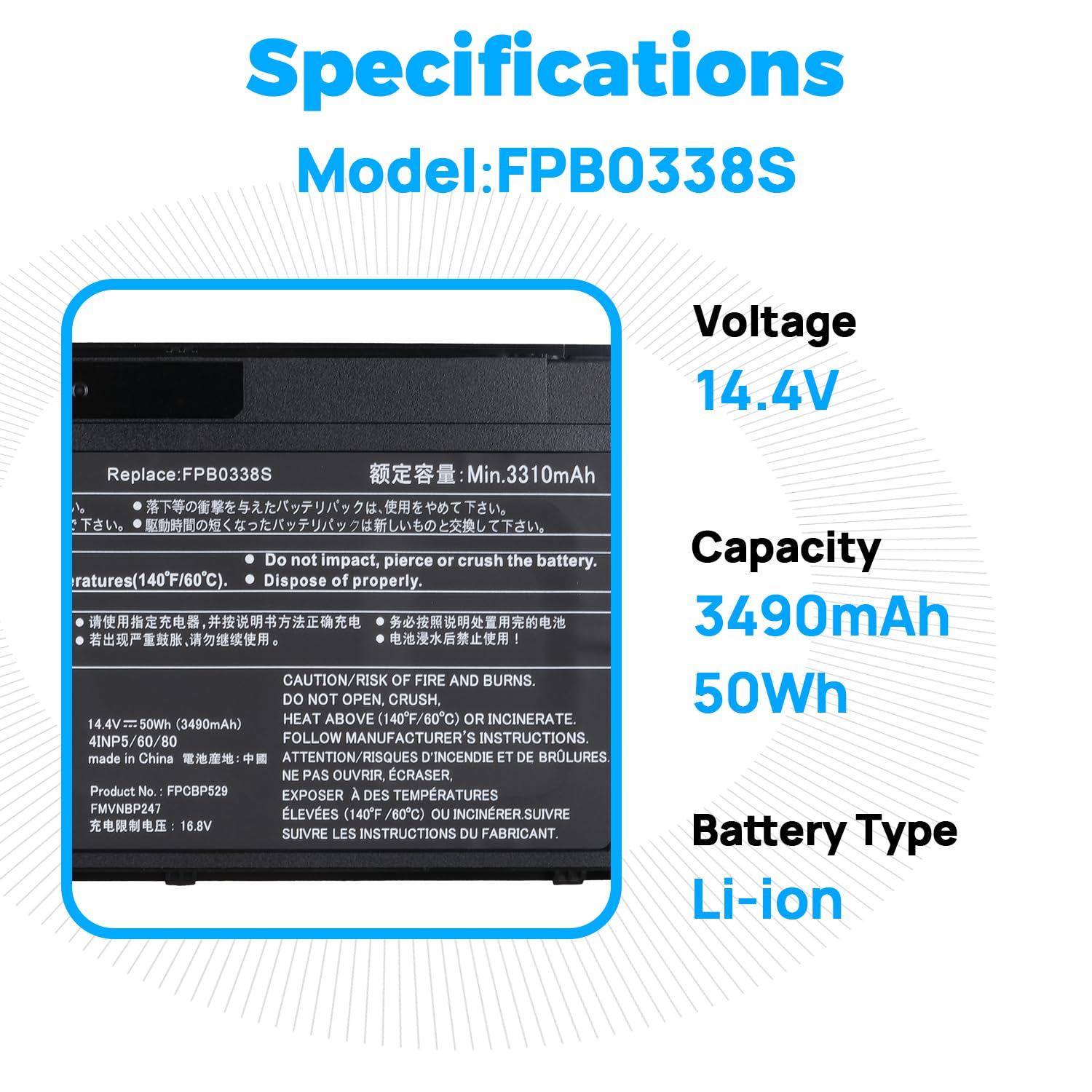 FPB0338S FPCBP529 Batteria Compatibile con Fujitsu LifeBook T937 T938 T939 E4411 E448 E449 E4511 E458 E459 E5410 E5411 E548 E549 E5510 E5511 E558 E559 U7410 U747 U748 U749 U7510 U757 U758 U759