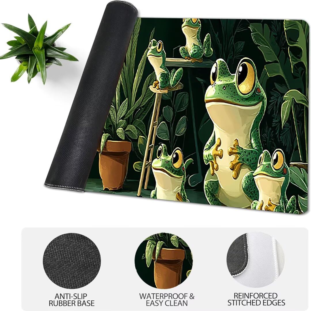 Podkładka pod mysz do gier XXL ze zwierzętami zielona, podkładka pod mysz XXL - 1400 x 600 x 3 mm, podkładka pod mysz matowa, bardzo duża tkanina na biurko dla graczy, antypoślizgowa podstawa, dla