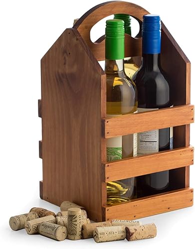 Miniatura 6 de Bey-Berk Carrito de vino de madera maciza personalizado hecho a mano con capacidad para hasta 4 botellas de vino (marrón)