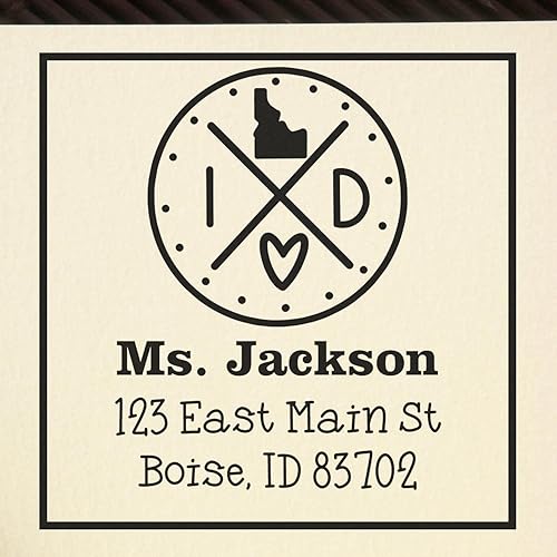 Miniatura 265 de Texas State Love - Sello de dirección cuadrado, uso con almohadilla de sellos, sello de correo de Texas, tamaño 1-5/8 pulgadas Manija