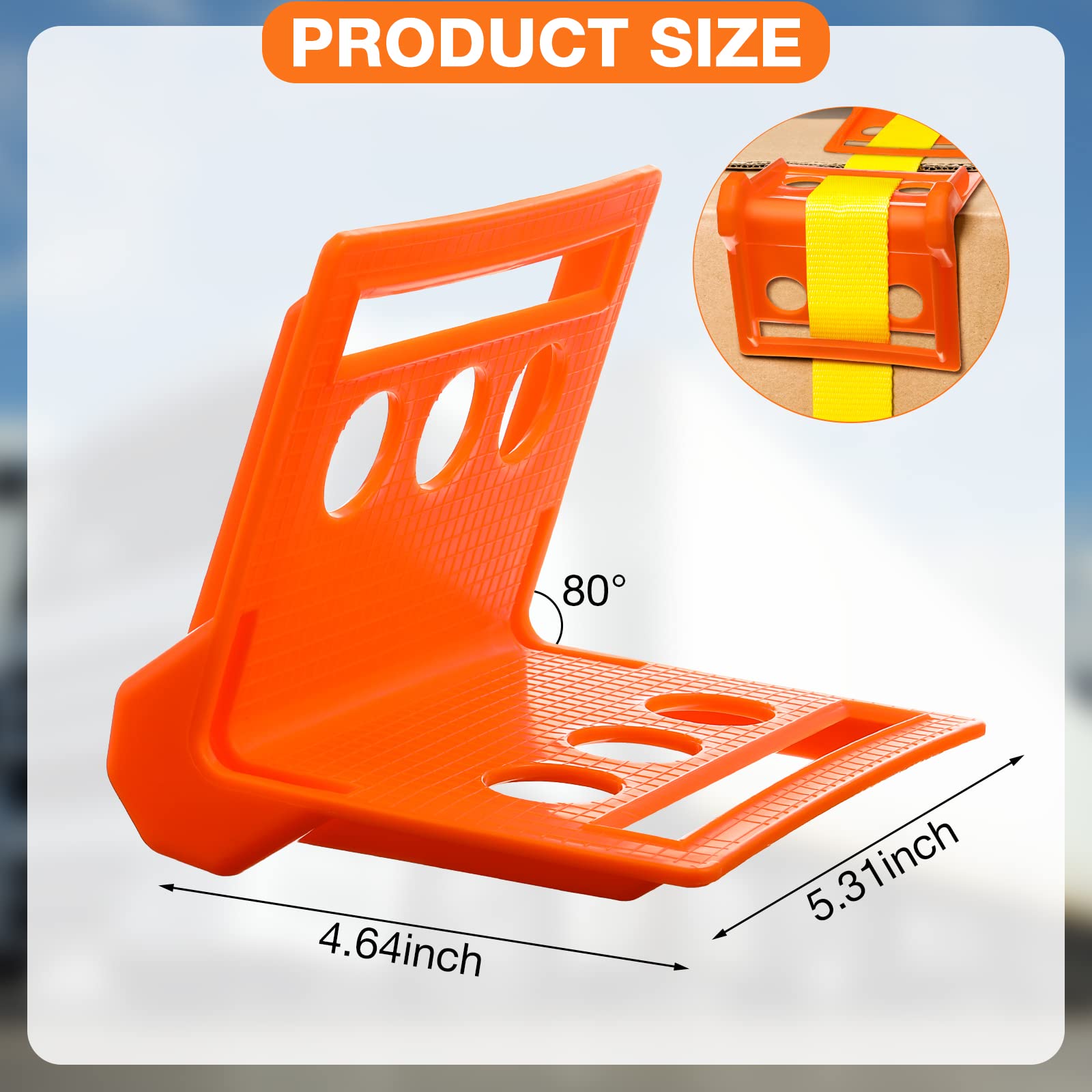 60 protezioni per cinghie elastiche arancioni piatte in plastica, protezione per bordi di carico fino a 10 cm, protezione angolare per camion per trasporto prevenire danni a bordi e cinghie di carico