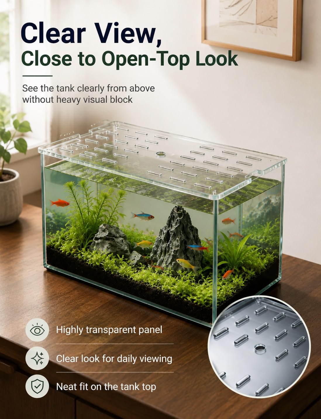 Generico Coperchio Acquario 5 mm Acrilico, lastra Trasparente per Pesci e Tartarughe(40x70cm)