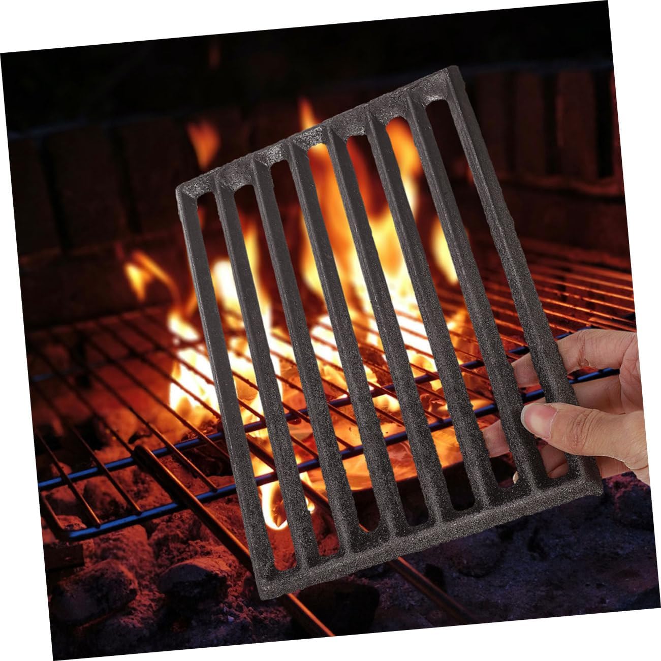 Iron Fireplace Firewood Grate, Heavy Duty Metal Grill Grate