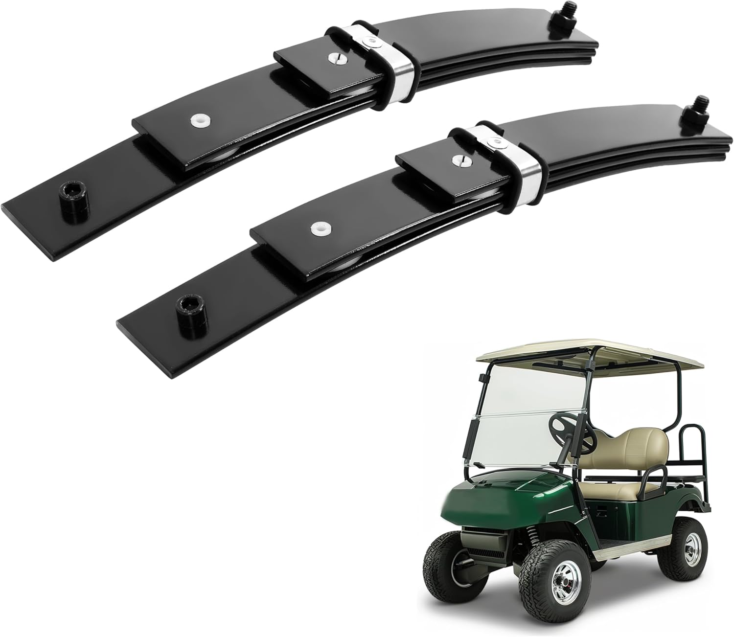 WUTIST Heavy Duty Front 3-Leaf Spring Compatible with 1989-1994 EZGO Marathon Golf Cart Heavy Duty Black Steel Powder Coated Set of 2,OEM 24065G1