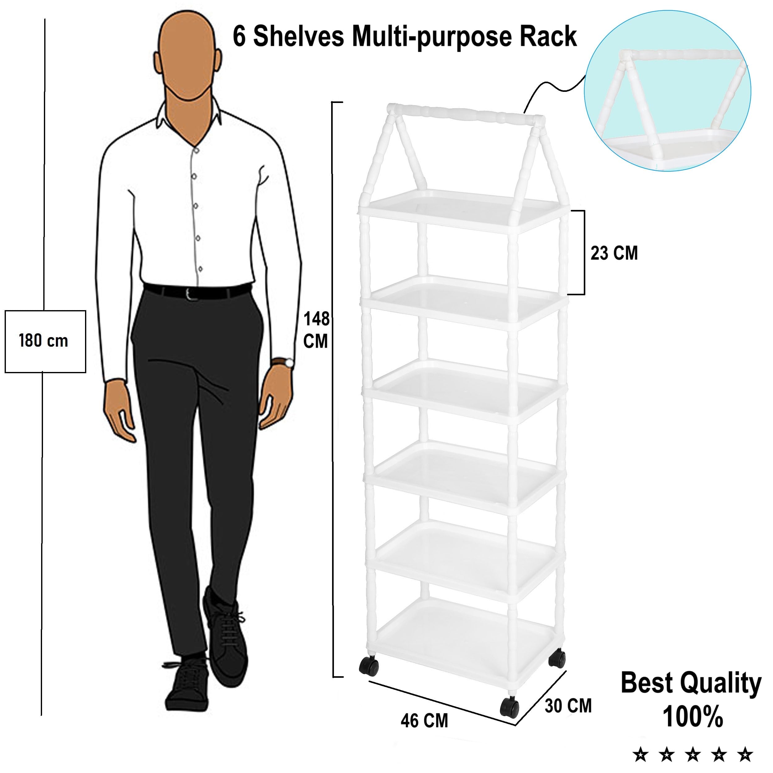 Homdox Baby Wardrobe for Clothes - Kids Wardrobe/almirah - Rack fot Storage Multipurpose - 6 Shelves - Plastic almirah/Wardrobe (Pack of 1, Teddy Firozi) - Image 2 thumbnail