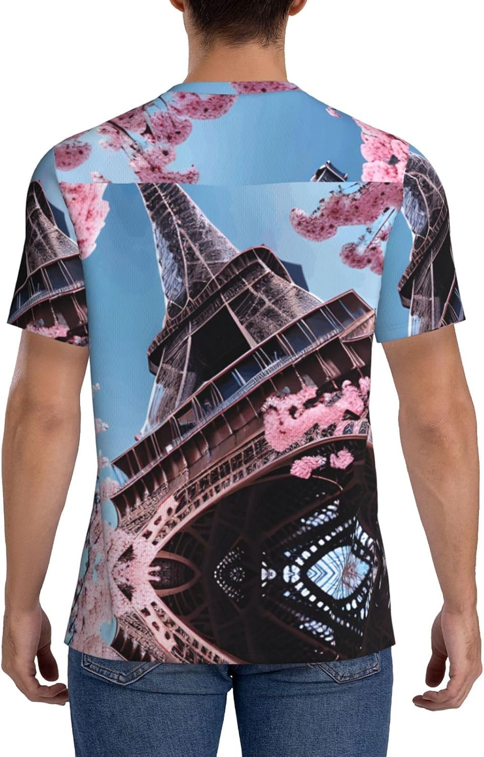 Oil Painting Paris Eiffel Tower Rugby Football Jersey for Men, Comfortable V-Neck Loose Fit Top for Team Sports Athletics