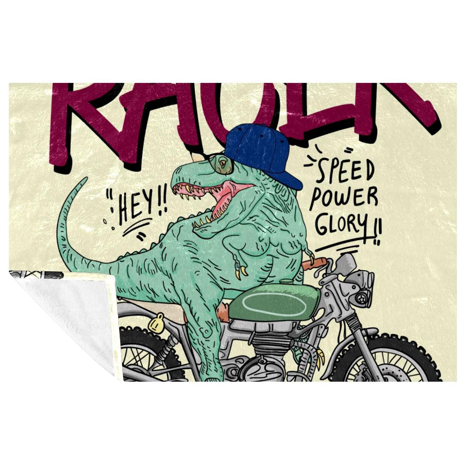 Couverture dinosaure moto plaid chaud pour pique-nique et camping