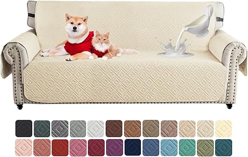 Miniatura 56 de XINEAGE Funda de sofá 100% impermeable para mascotas, funda de sofá antideslizante lavable, fundas de sofá para 3 cojines, protector de muebles con