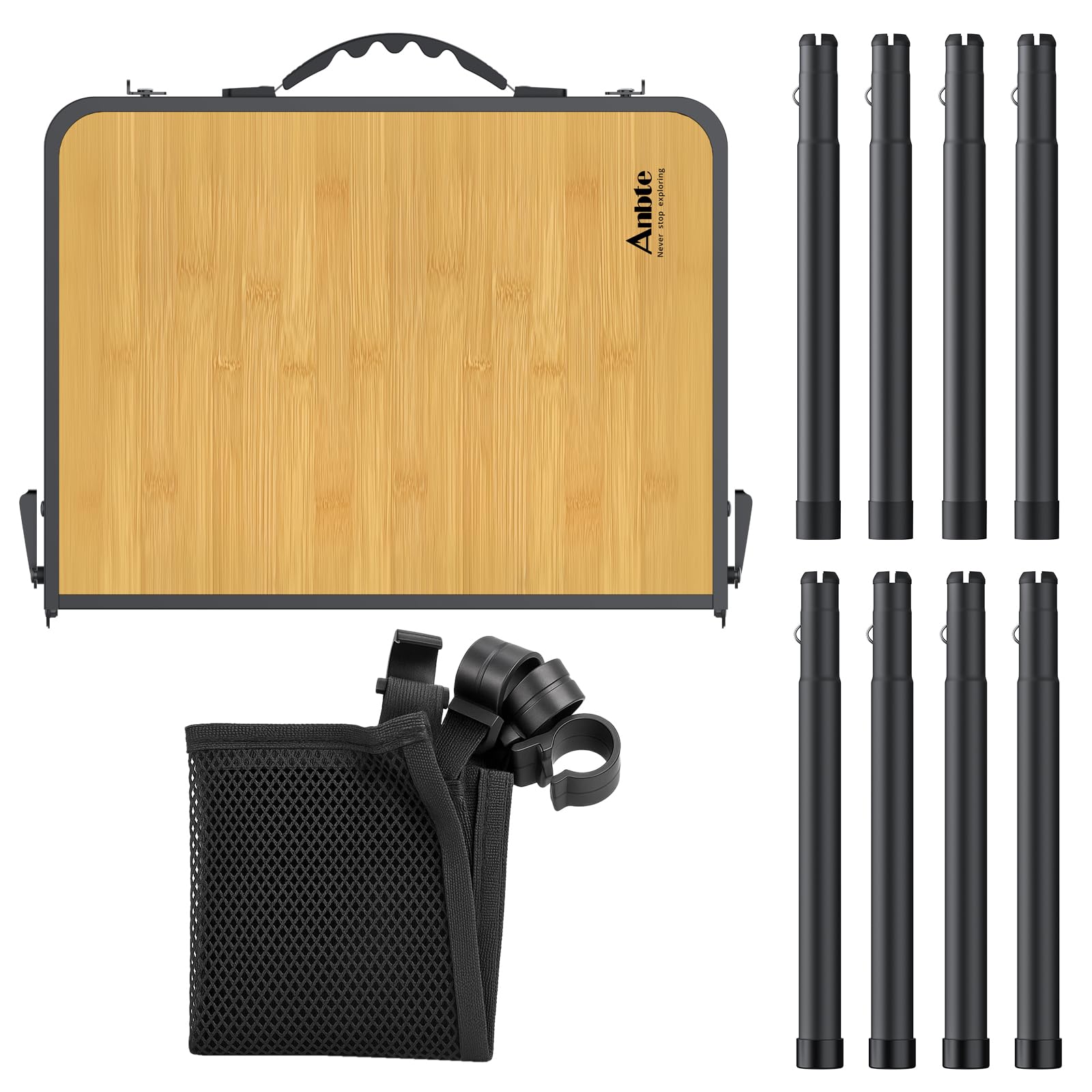 Anbte Mesa Camping Plegable 58x40x26/48/70cm Ajustable Altura