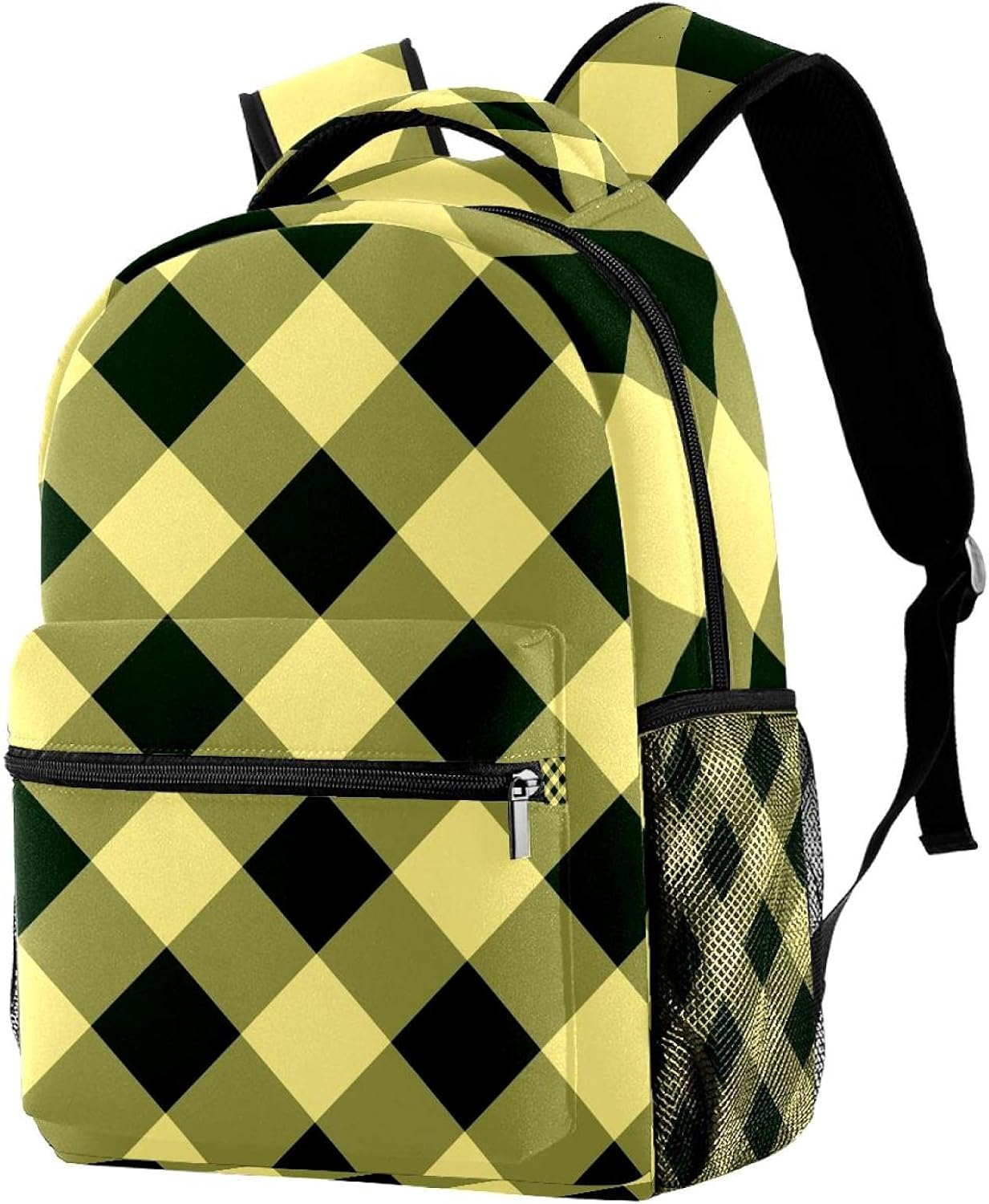 yellow plaid backpack