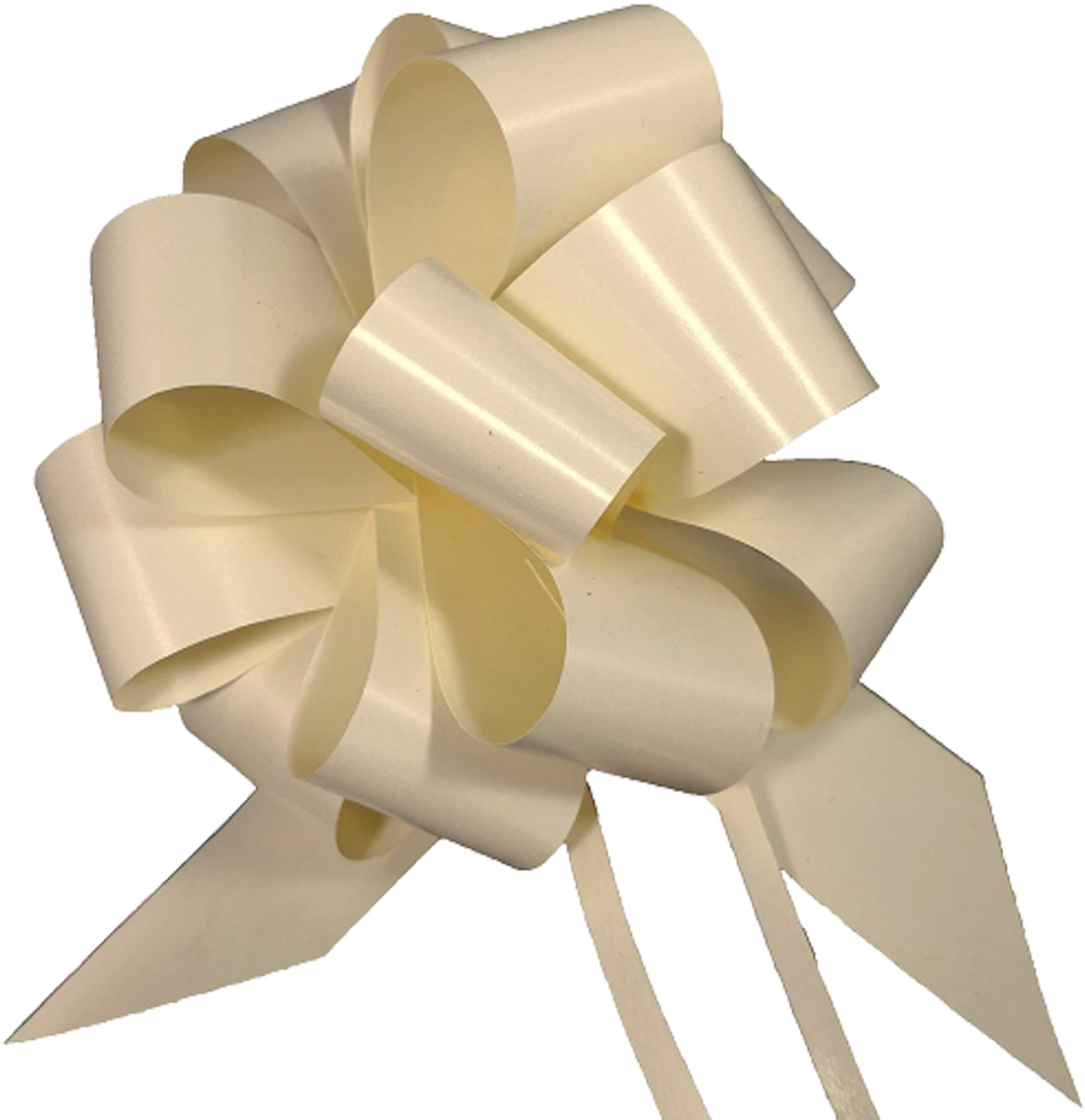 Lot de 100 nœuds Papillon pour antenne de Voiture avec Ruban de 5 cm, Longueur 150 cm, diamètre 18 cm, pour Mariage, Confirmation, Communion, Ivoire