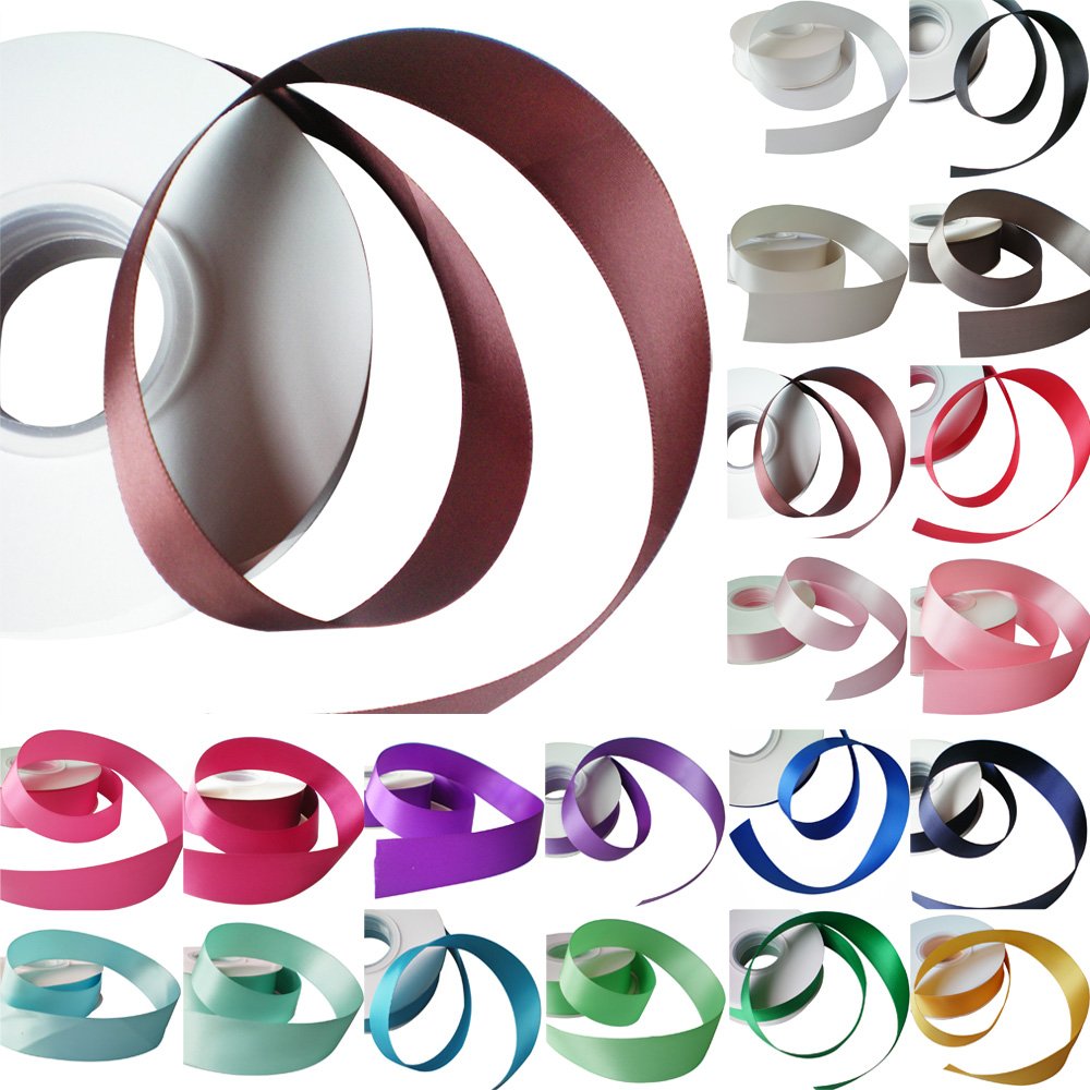 Time to Sparkle (Chocolate Satin Ribbon Reel Wide Double Faced Satin Ribbon Roll Quality Ribbon Crafts- 25mmX 25M