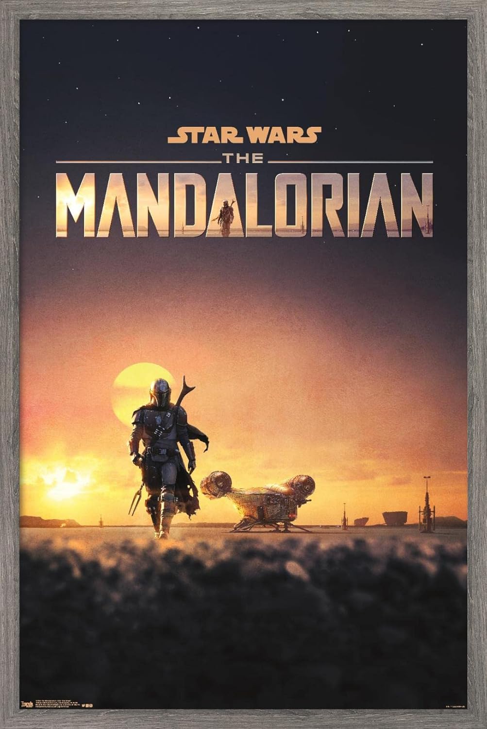 Trends International Star Wars: The Mandalorian - D23 One Sheet Wall Poster, 22.375" x 34", Premium Print and Beechwood Hanger Bundle