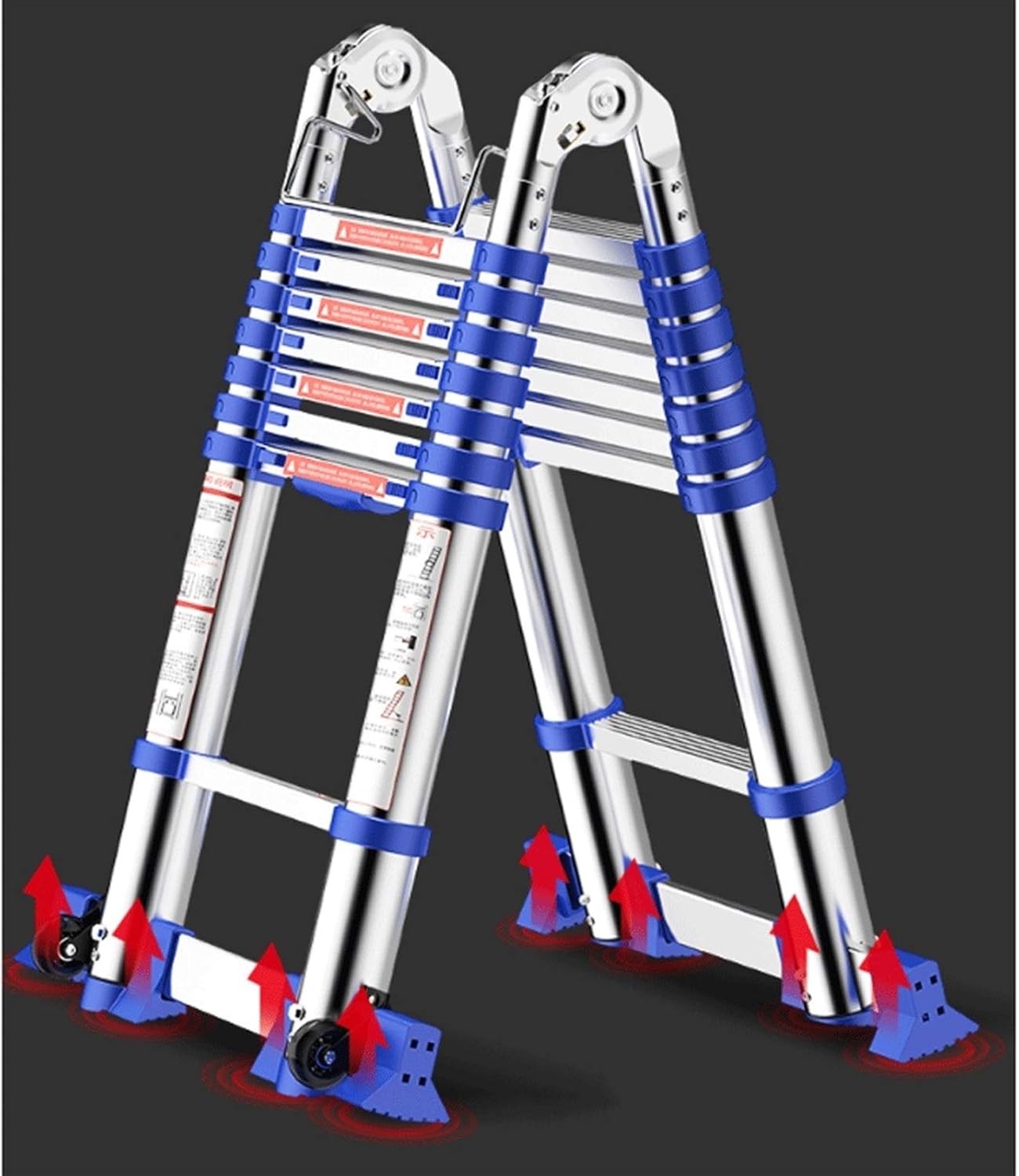 Telescoping Extension Ladder, Telescoping Ladders Engineering Telescoping Ladder,27 FT One Button Retraction Aluminum Telescopic Extension Extendable Ladder,330lbs Capacity Extensi