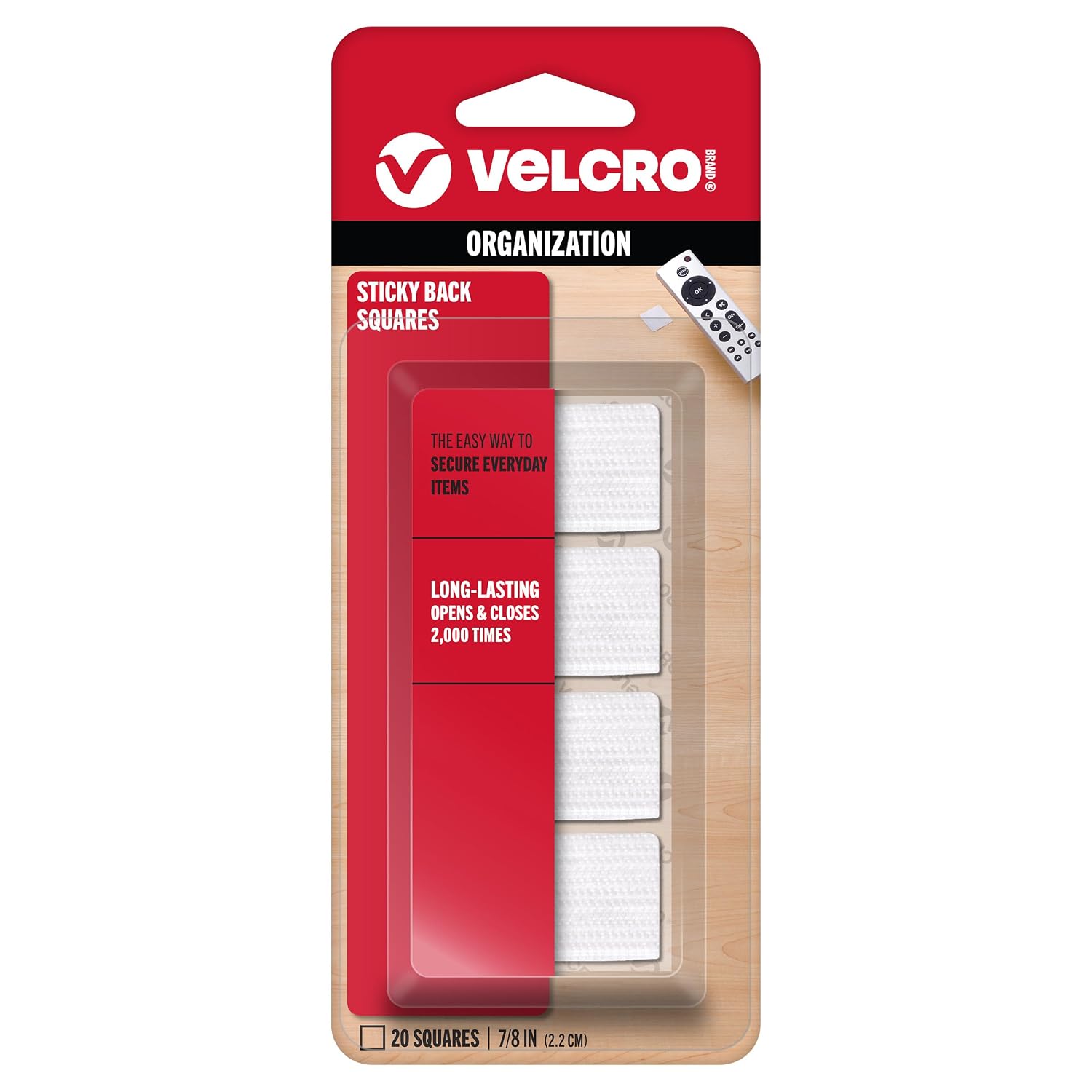 VELCRO Brand Mounting Squares, Black, 7/8 Inch, 20 pk