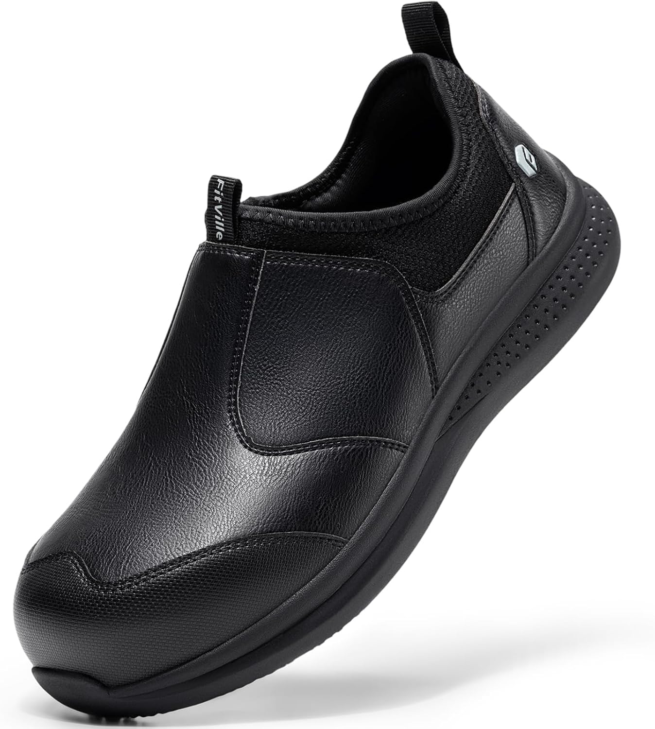 FitVille Wide Men's Slip on Composite Toe Shoes Safety Toe Work Shoes for Men Puncture Proof