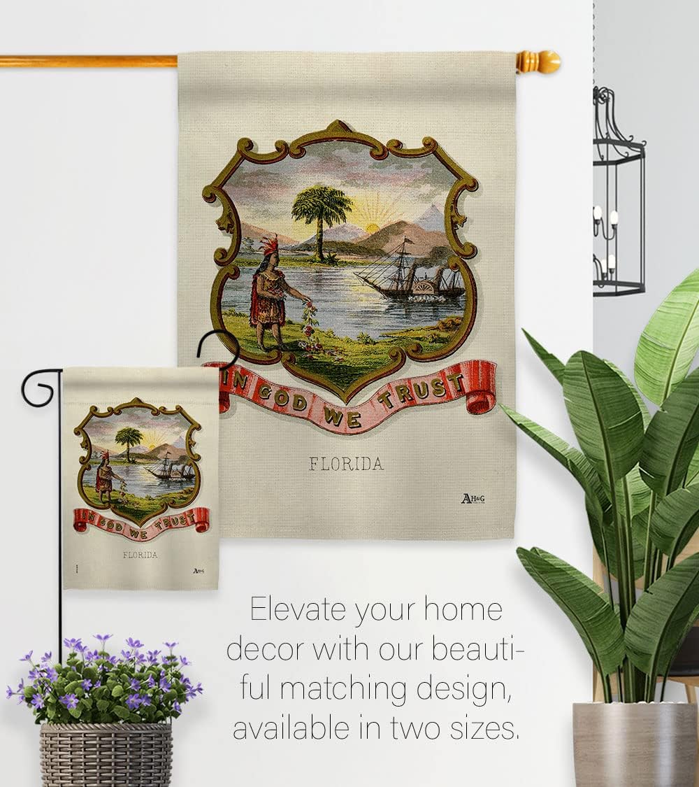Americana Home & Garden Coat of arms Florida House Flag Americana States American Territories Republic Country Particular Area Decoration Banner Small Garden Yard Gift Double-Sided, Made in USA