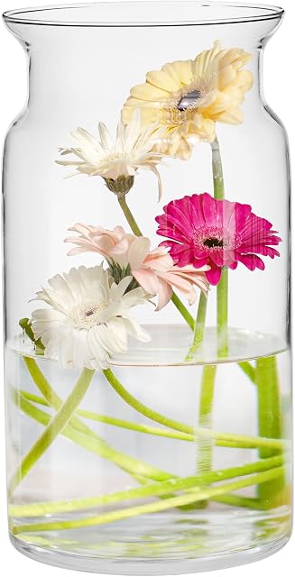 TREND FOR HOME Floor Tall Vase 29.5 cm Transparent Glass Vase for Flowers Floor Vase Cylinder Vase for Pampas Grass Large Glass Vase Round Tall Vases Floor Standing | Ø 16 cm | 5150 ml | Sunflower