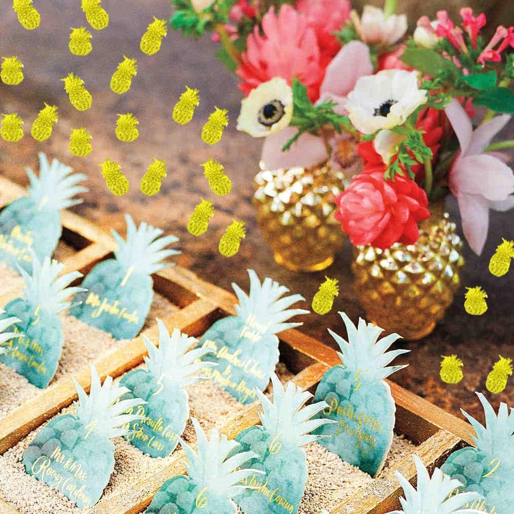 Summer Confetti Pineapple Sequin Party Favor Table decoration for Tropical Luau Hawaiian Jungle Beach Wedding Theme Island Party(1.5Ounce,1100Pieces)