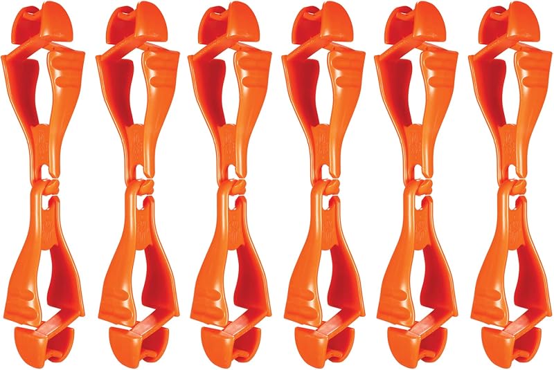 Ergodyne Squids 3400 Glove Clip Holder with Dual Clips, 6-Pack, Orange