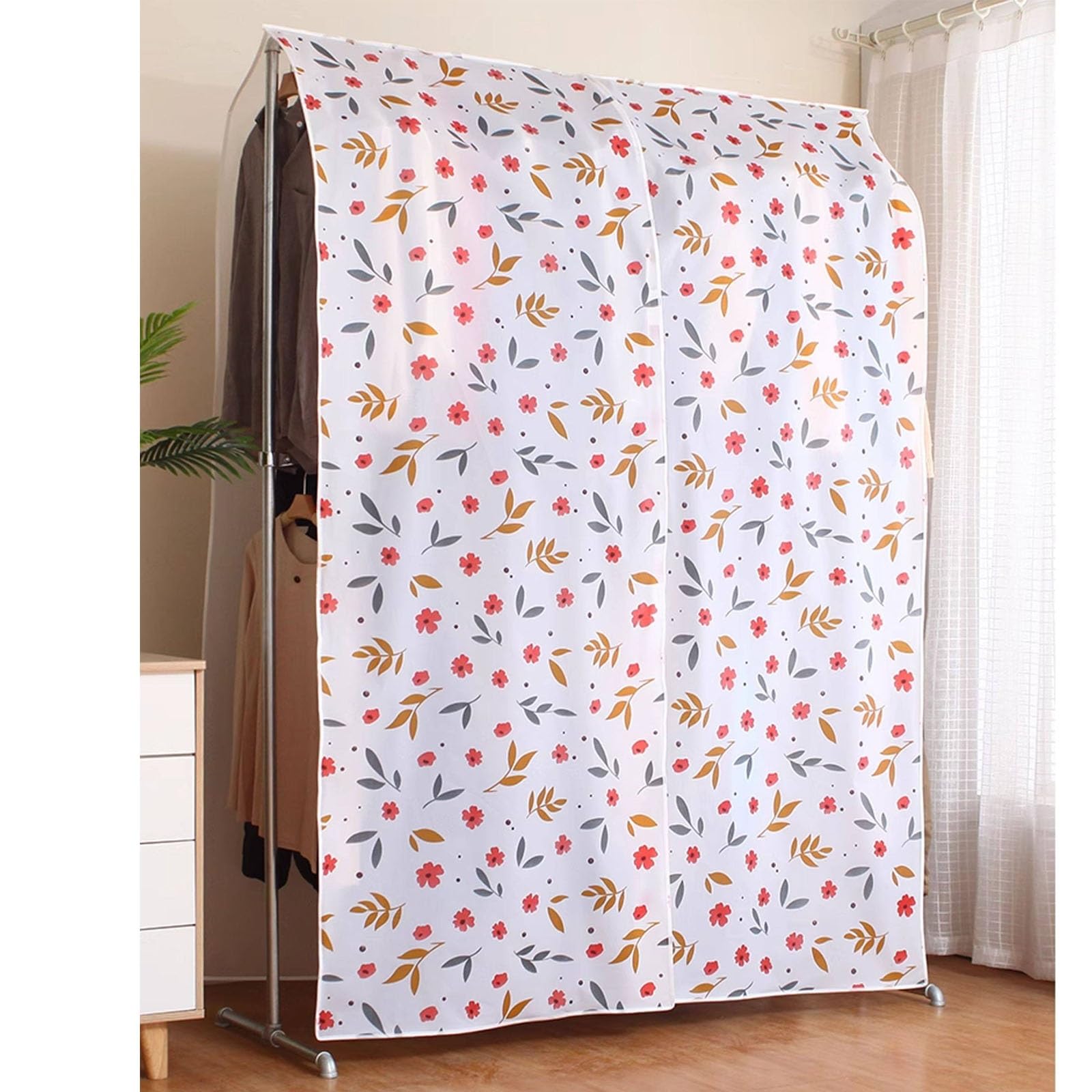 Funda Ropa Armario con Estampado, Funda Ropa de PEVA Grueso, Transparente, Diseñada para Usar con Barras Superiores e Inferiores, Mantiene Tu Ropa Limpia y Protegida(79x71in/200x180cm)