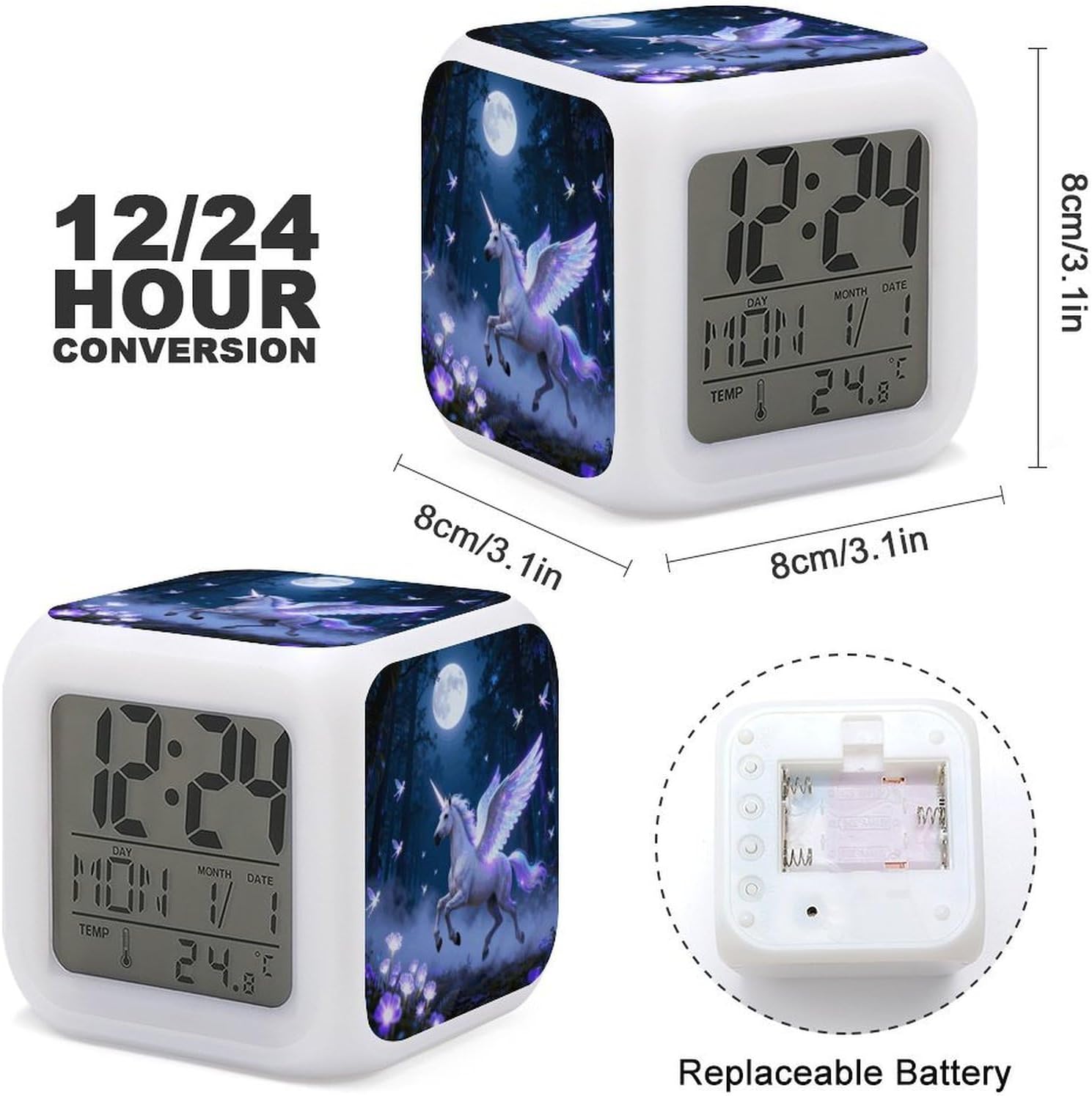 White Horses Digital Alarm Clock Alarm Clock for Bedroom image 2