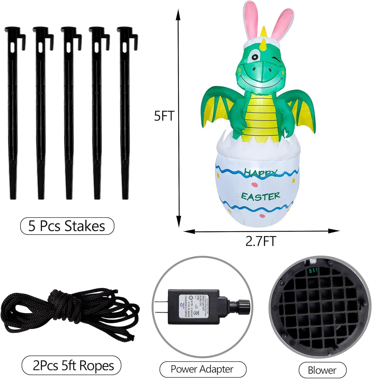 Prsildan 5 FT Easter Dinosaur Inflatable Outdoor Decorations, Easter Inflatables Funny Dinosaur in Eggs, Holiday Blow up Yard Decorations for Party Indoor Outdoor Garden Lawn : Patio, Lawn & Garden