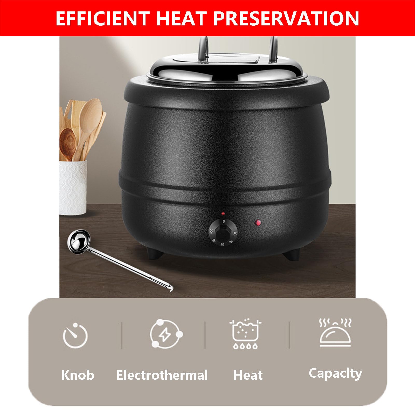 Scaldavivande elettrico da banco, scaldavivande elettrico da buffet, 400 W | Pentola scaldavivande con controllo della temperatura da 35 a 80 ℃ | Riscaldatore da buffet per mantenere caldo i, White