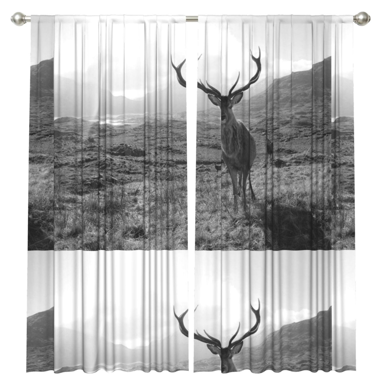InOmak Funny Deer, 2 Panels Window Curtains 52 x 84 Inch Blackout Curtains for Living Room Bedroom