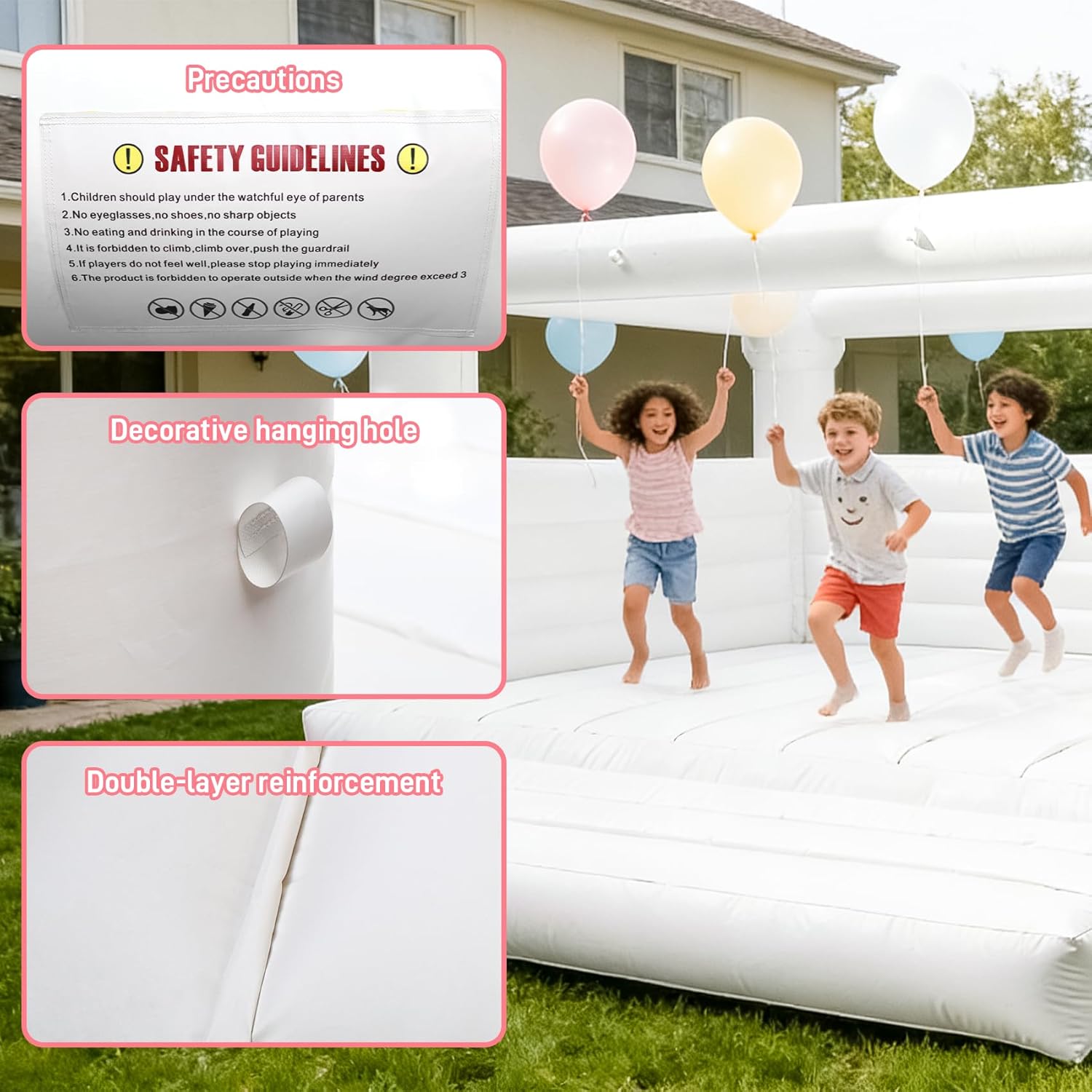13x13x10ft Commercial Grade White Bounce House Castle, Upgraded Reinforced Beams, PVC Inflatable Bouncer for Adults & Kids with 800W Blower, Indoor Outdoor for Wedding Birthday Party Family Gathering