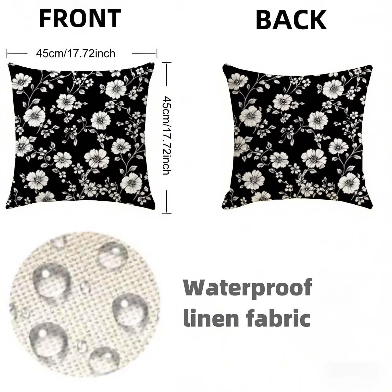 Wiejskie poszewki na poduszki 80 cm x 80 cm, zestaw 2 szt., czarne, dwustronne, zabawne, trwałe, można prać w pralce, do salonu, idealna dekoracja domu, na każdą porę roku, prezent X-12