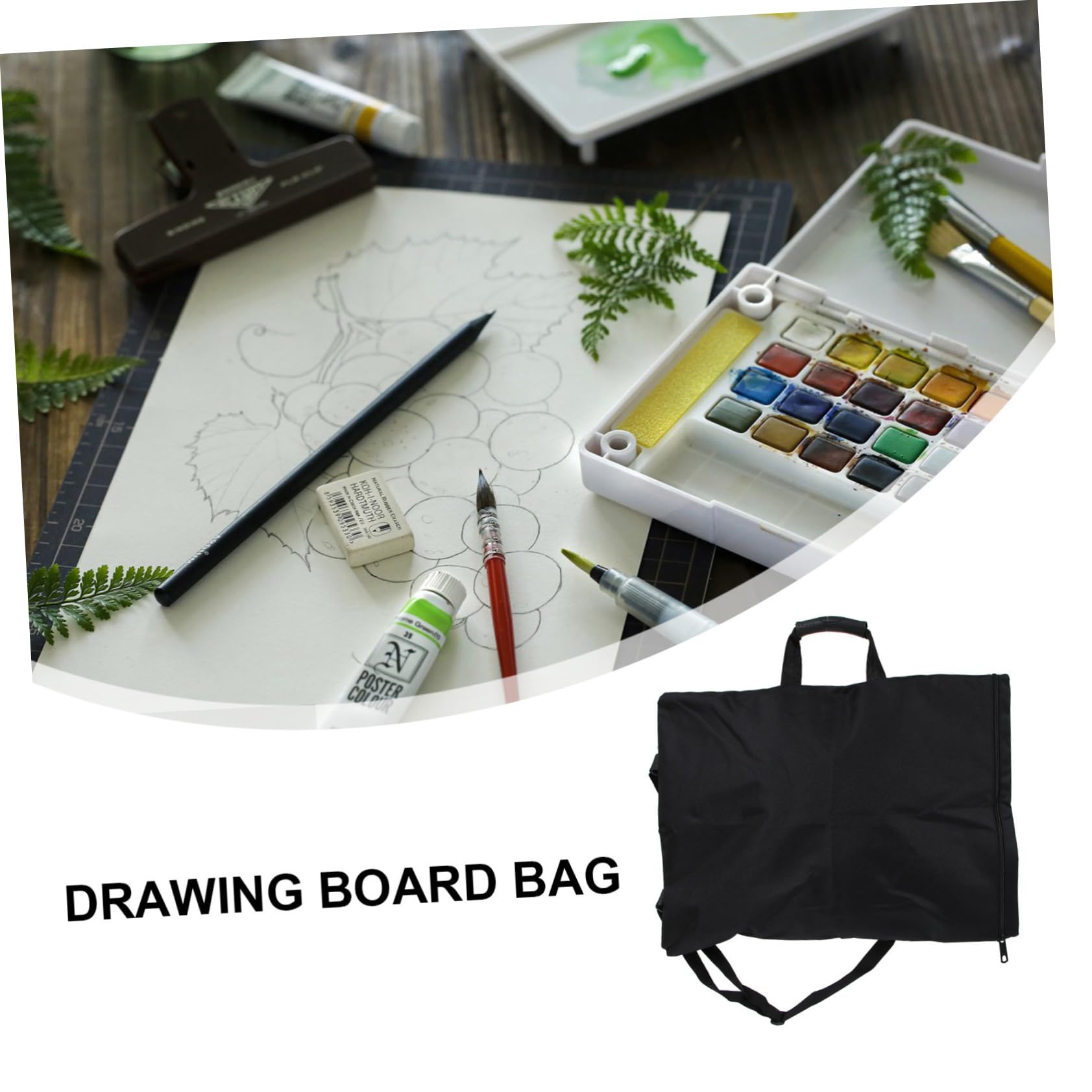 Borsa per Disegni e Tavole da Disegno, in Tela Nera, Manico, per Ragazzo Ragazza e Studenti d'Arte