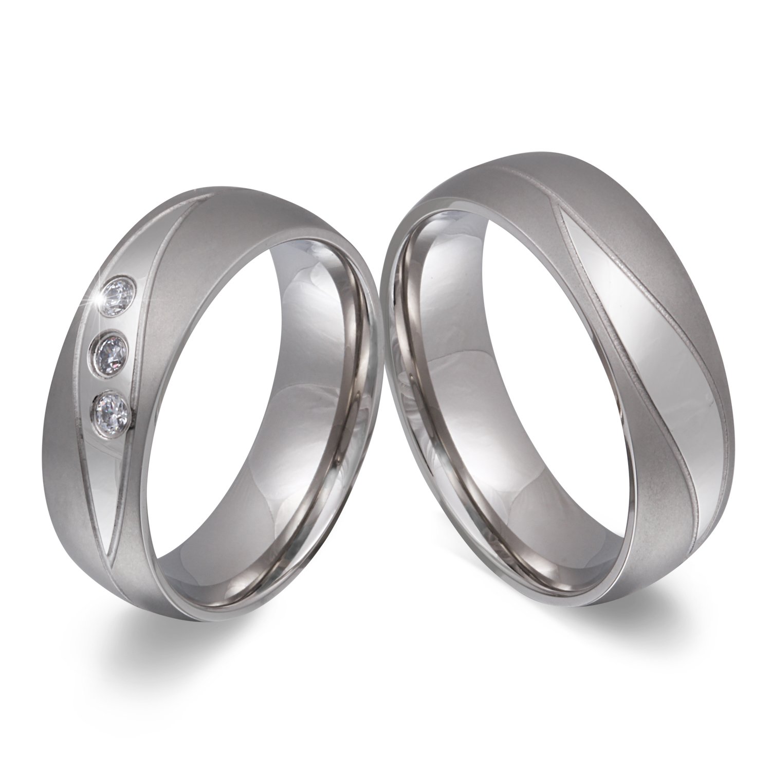 Juwelier Schönschmied Partnerringe Eheringe Hochzeitsringe Trauringe - inkl. WUNSCHGRAVUR - Edelstahl Zirkonia 183HD - mit AMAZON KONFIGURATOR direkt online gestalten !