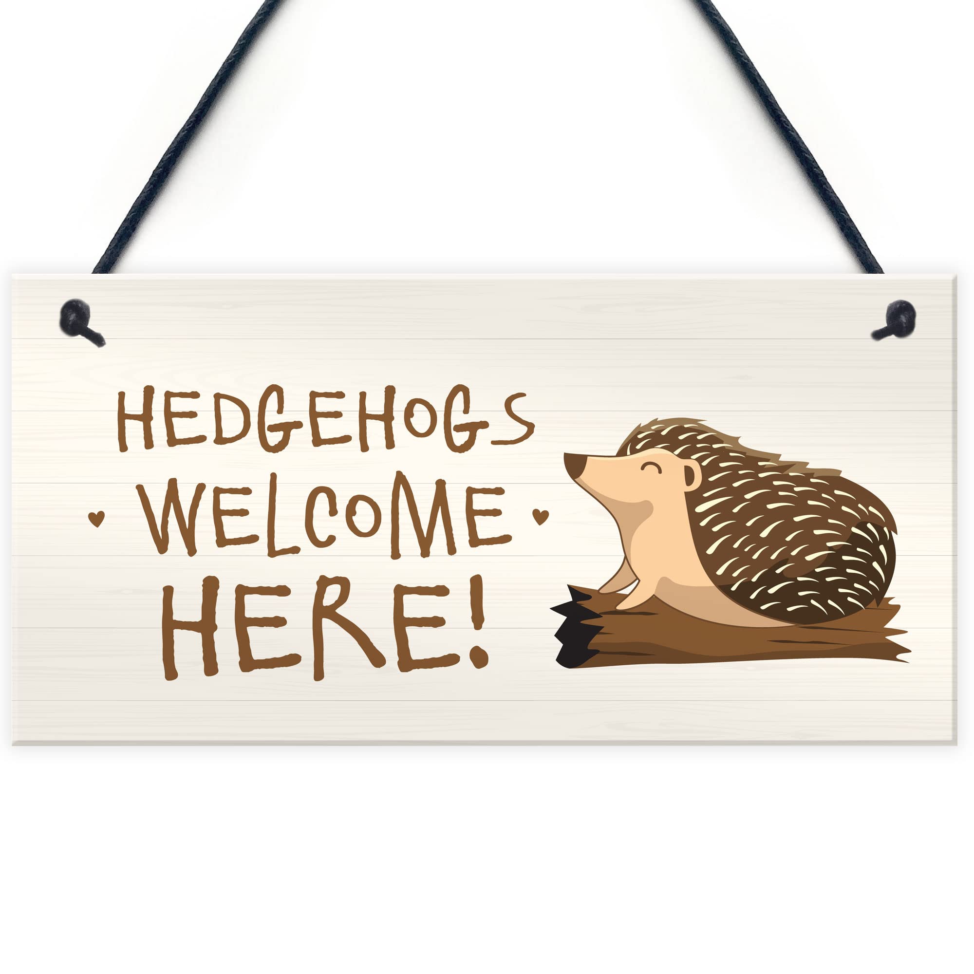 Hedgehog Welcome Here Sign Garden Signs And Plaques Outdoor Decking Sign