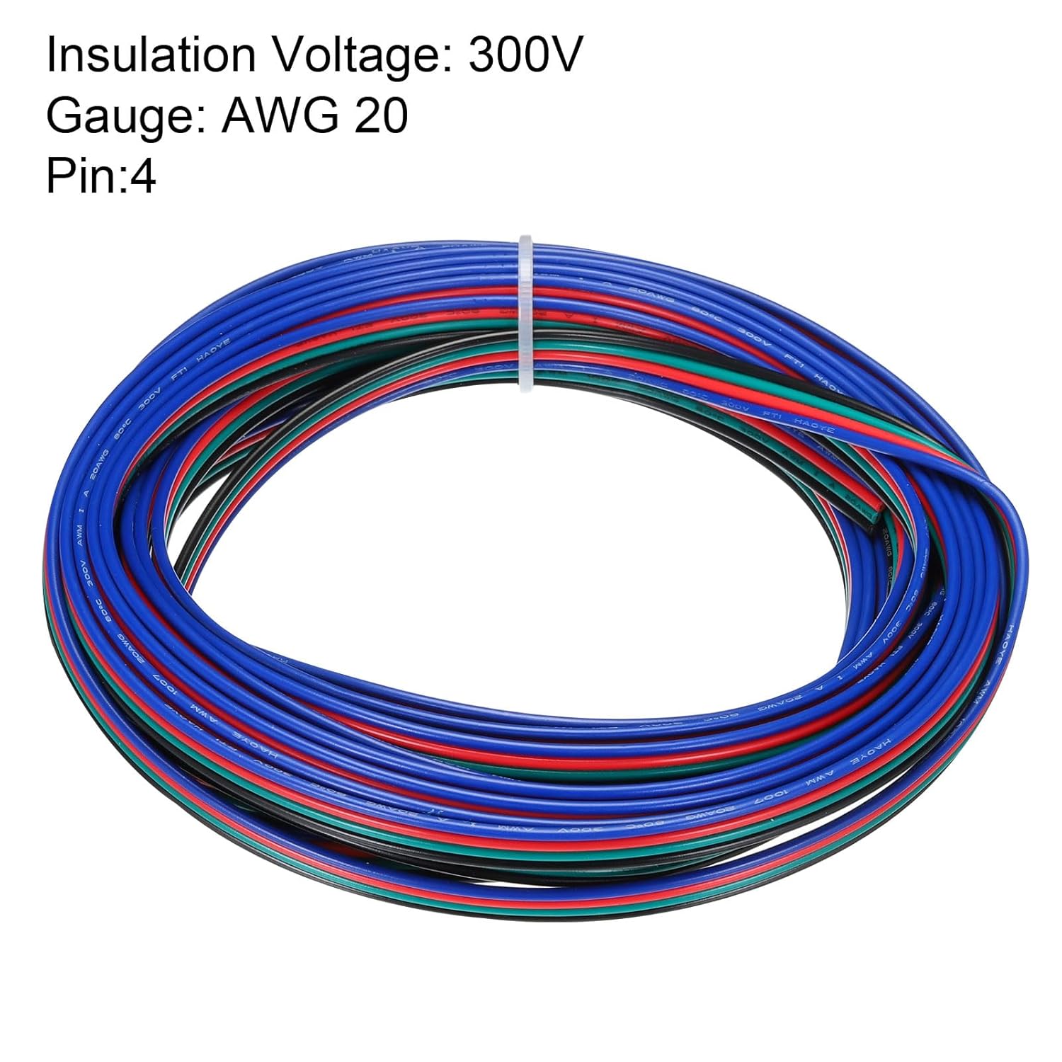 MECCANIXITY 20 Gauge 4 Conductor Electrical Wire Tinned Copper Cable 25FT Flexible Stranded Hook-up Wire for LED Strips Lamps Residential Wiring Car Circuit