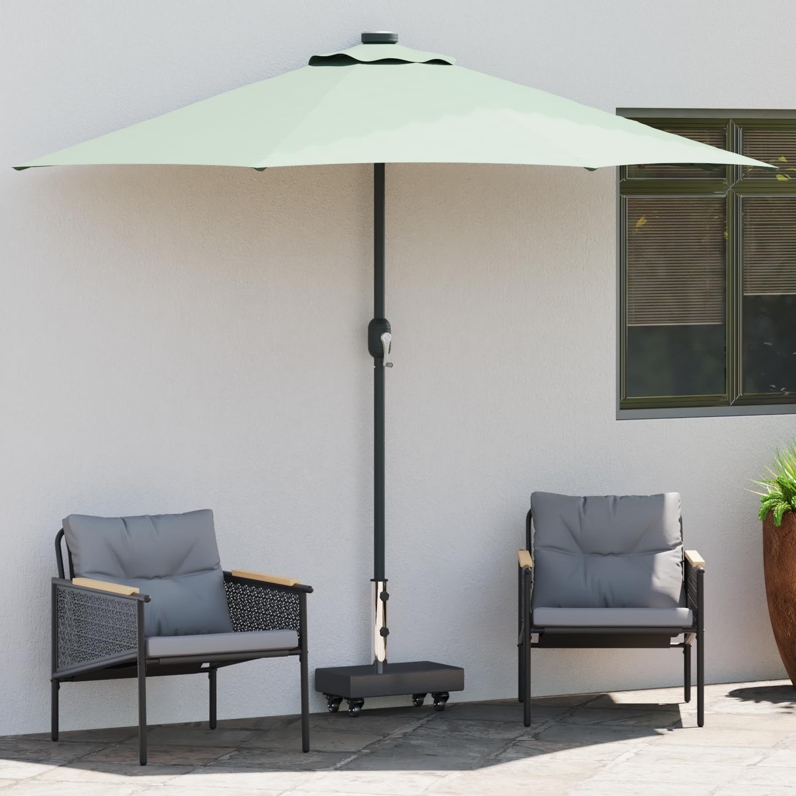 Pied de parasol pivotant pour barres de Ø 38/48 mm - Granit noir - 25 kg - Rectangulaire - Pour terrasse, café, piscine